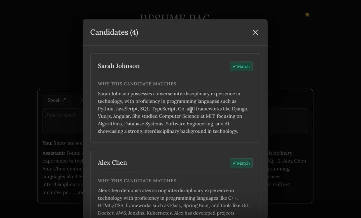 resumeRAG screenshot 2